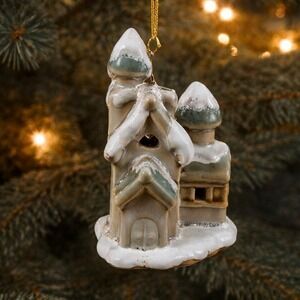 Vintage Church Ornament Snow Covered Ceramic Christmas Decor